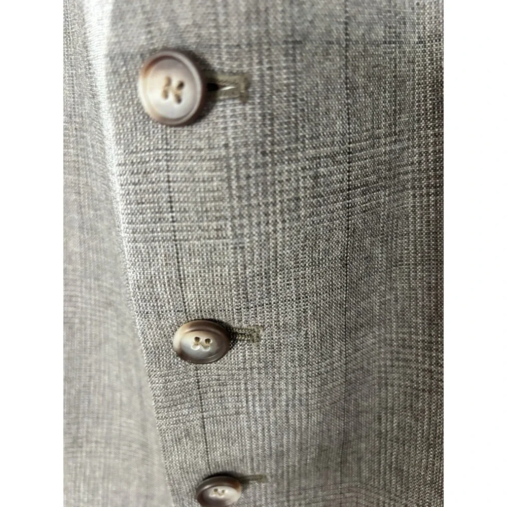 Vintage Glenn Check Mens Med (44) Suit Vest Adj Back Strap‎ Gray/Brown